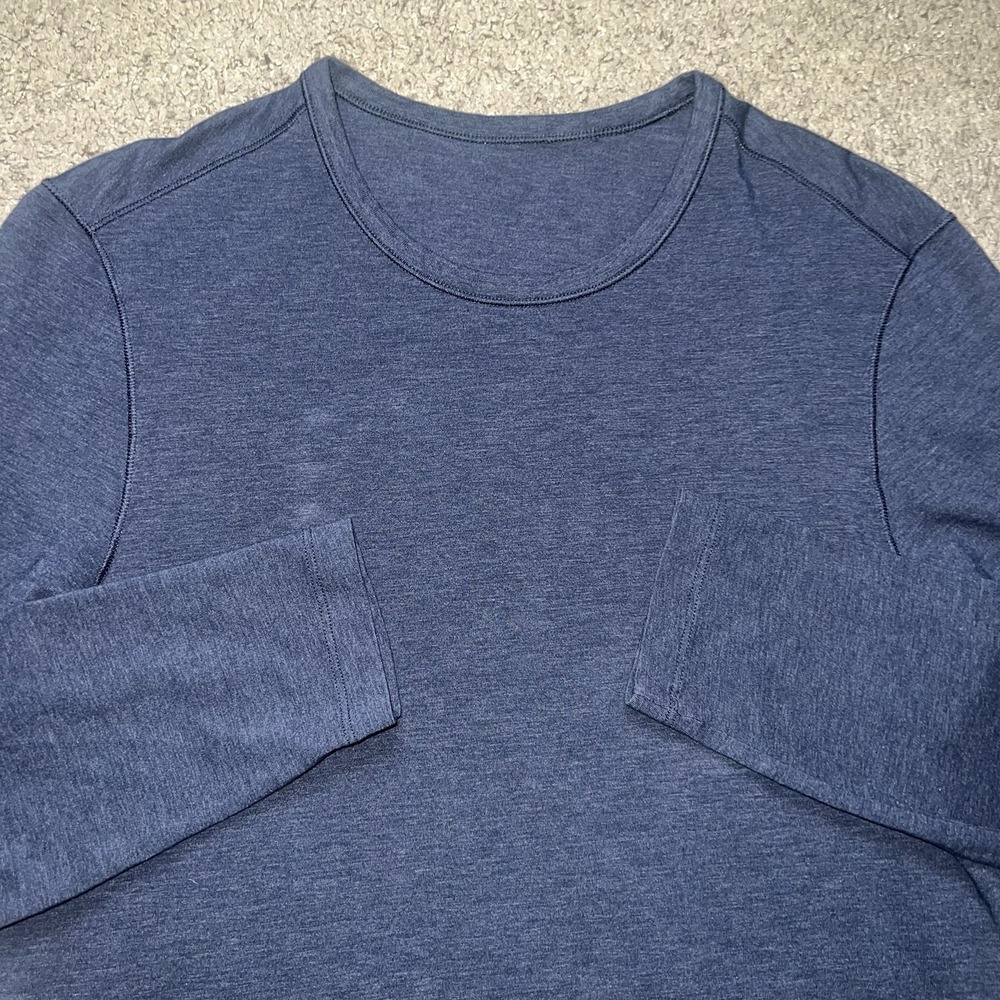 Lululemon 5 Year‎ Basic Long Sleeve Shirt Mens M Heathered Nautical Navy M3AP5S